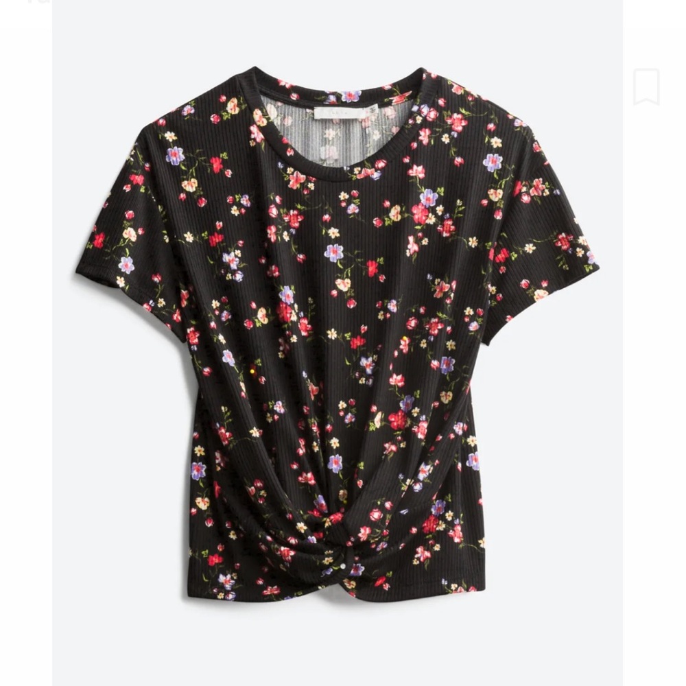 XS Lush Tamara Cropped Knot Front Knit Top - Black